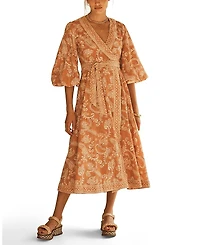 Aur OceA Buta Maxi Wrap Dress