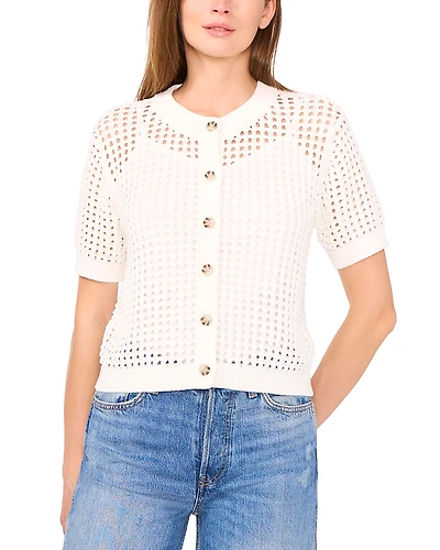CeCe Texture Mesh Cardigan