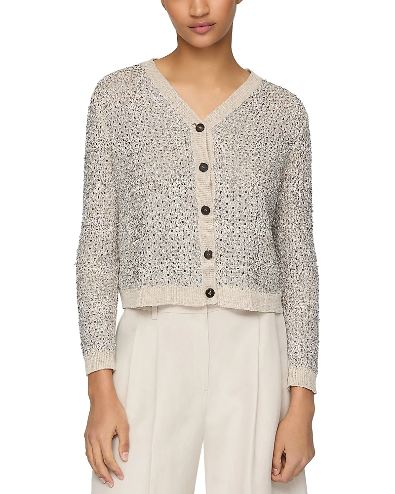 Lafayette 148 New York Button Front Foil Cardigan