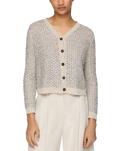 Lafayette 148 New York Button Front Foil Cardigan
