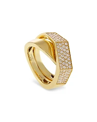 18K Yellow Gold Like Collection Faceted Diamond Pavé Ring, 0.68 tcw
