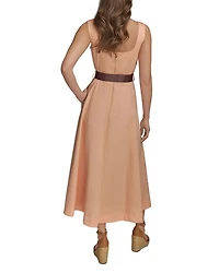 Square Neck Belted A-Line Dress