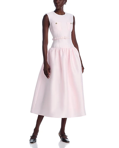 Self-Portrait Pink Taffeta Midi Dress