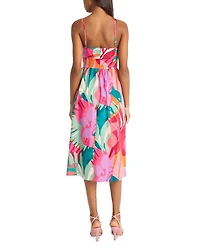 Printed Twist Front Midi Dress