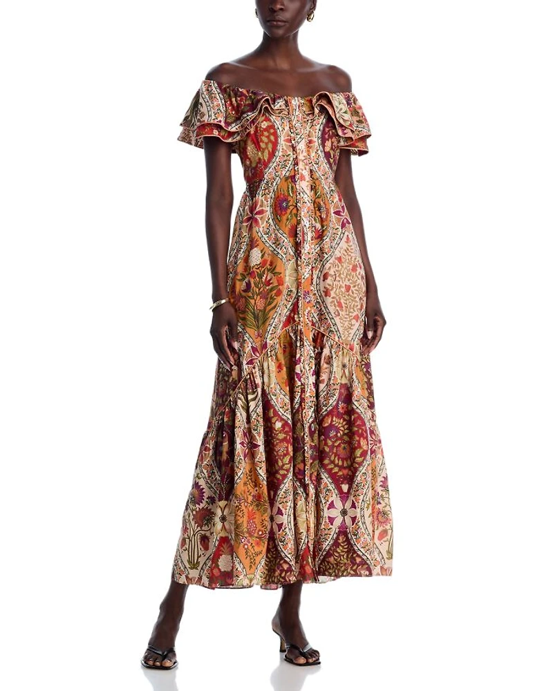Romantic Nature Off-the-Shoulder Maxi Dress