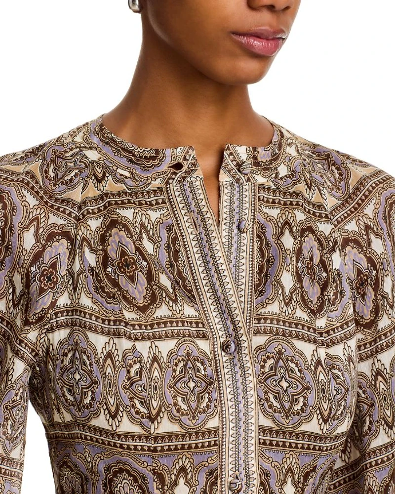 Kumar Linen Silk Printed Shirt Dress
