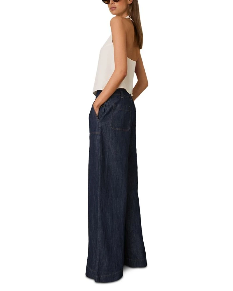 Wide Leg Linen Blend Pants