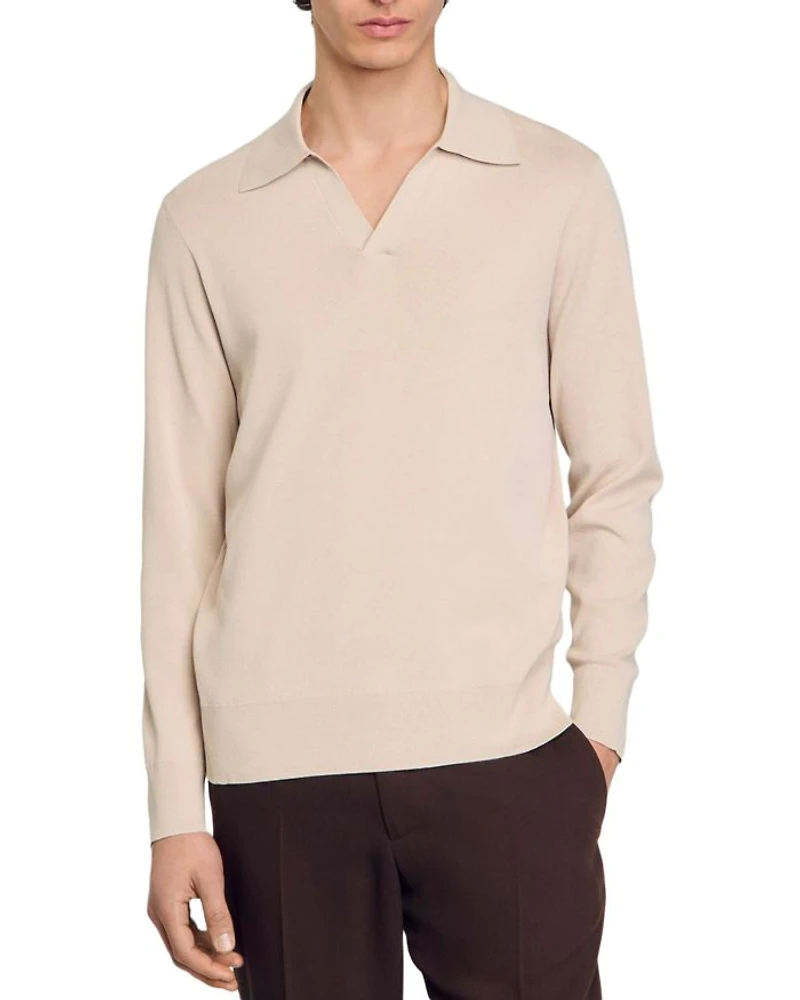 Knit Long Sleeve Polo Shirt
