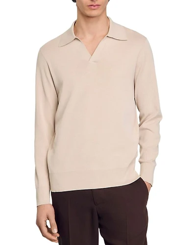 Knit Long Sleeve Polo Shirt