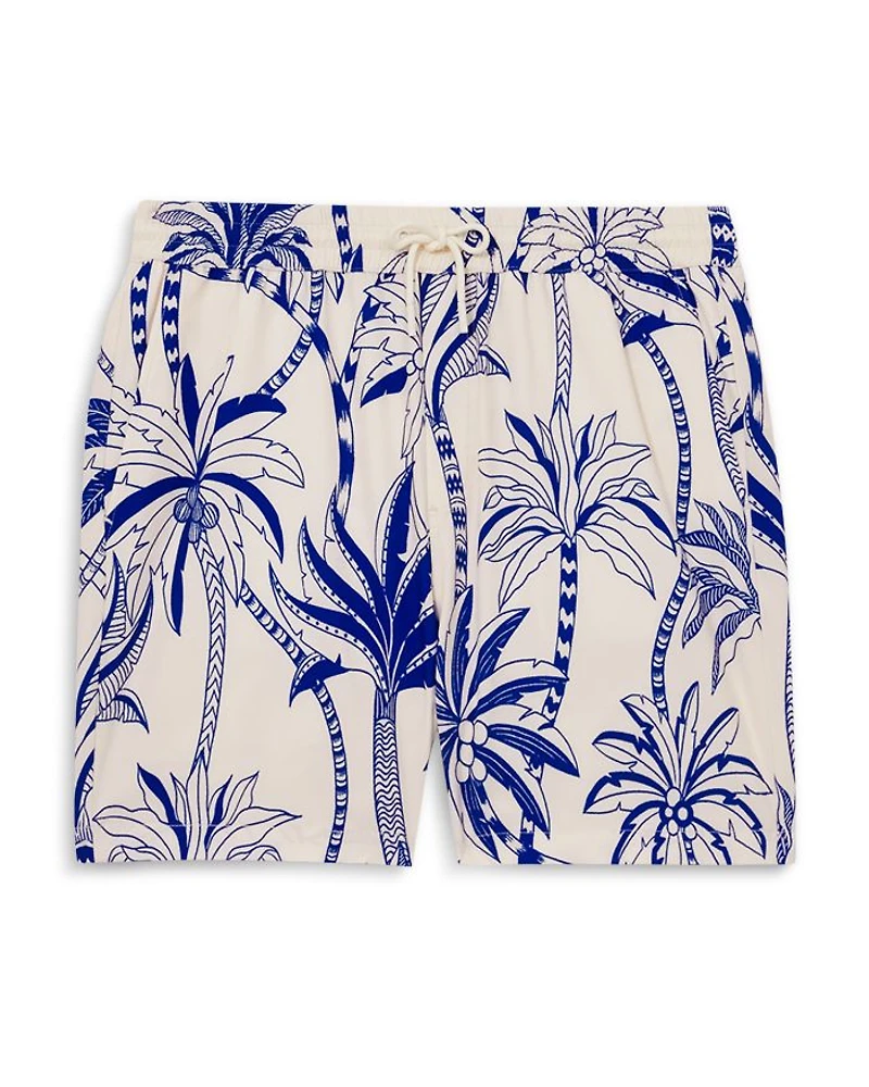 Abstract Leaf Print Swim Shorts