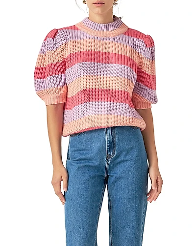 English Factory Women's Stripe Mockneck Sweater