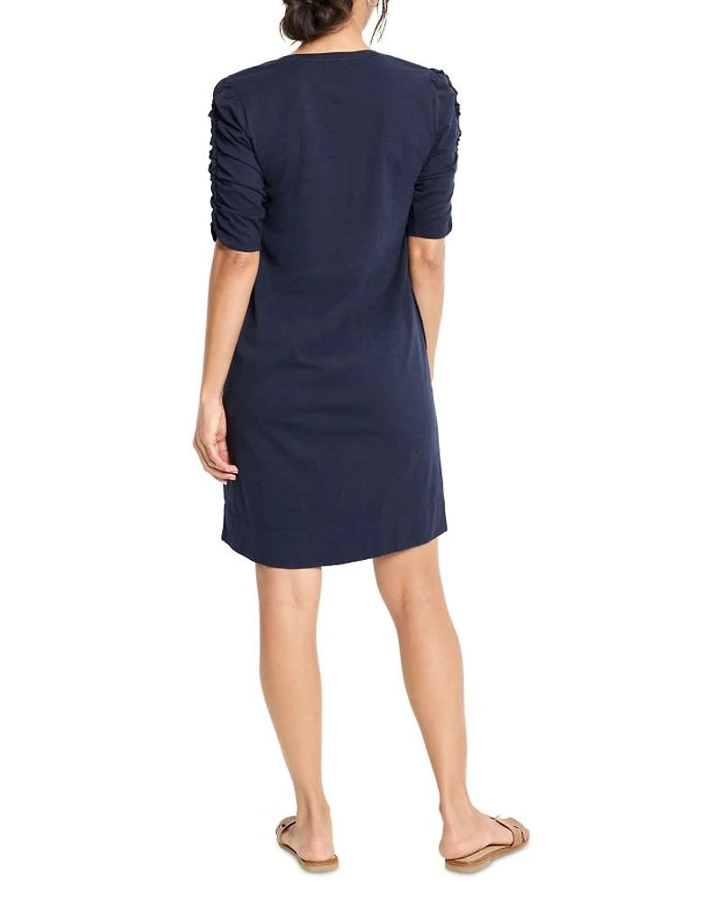 Ruched Elbow Sleeve Dress