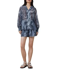 Isla Printed Smocked Cuff Shirt