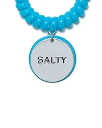 Etched Word Disc Charm Coiled Stretch Bracelet