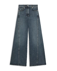 Twisted Seam Wide Leg Jeans Mid Blue