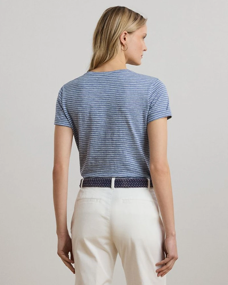 Striped Cotton Slub Jersey Pocket Tee