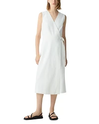 Sleeveless Linen Blend A-line Wrap Dress