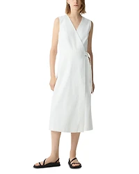 Theory Sleeveless Linen Blend A-line Wrap Dress