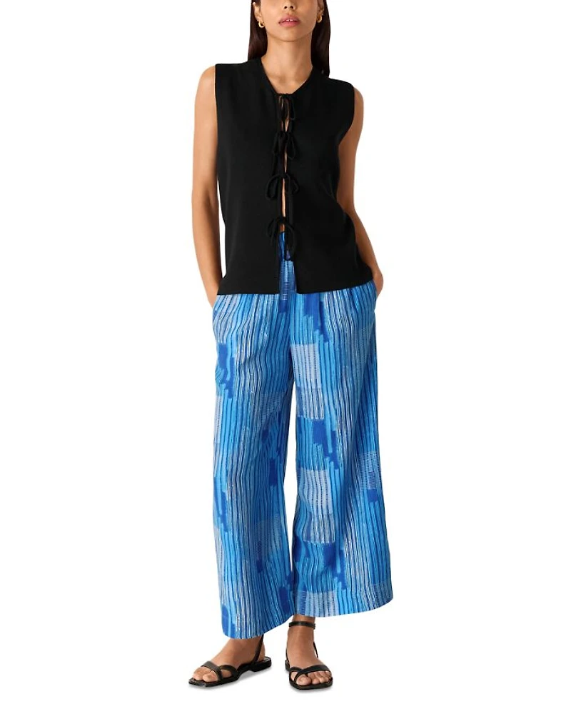 Stripe Print Cropped Pants