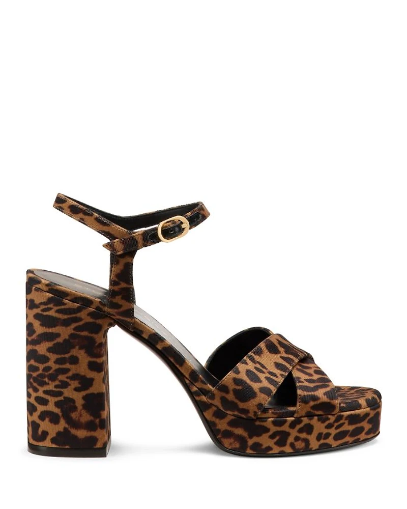 Women's Dayna Platform Crossover Strap Animal Print High Heel Sandals