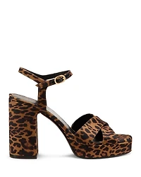 Women's Dayna Platform Crossover Strap Animal Print High Heel Sandals