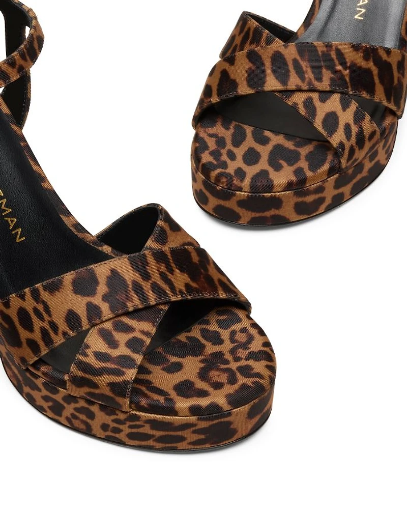 Women's Dayna Platform Crossover Strap Animal Print High Heel Sandals