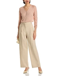 Ruched Sleeve Cropped Cardigan