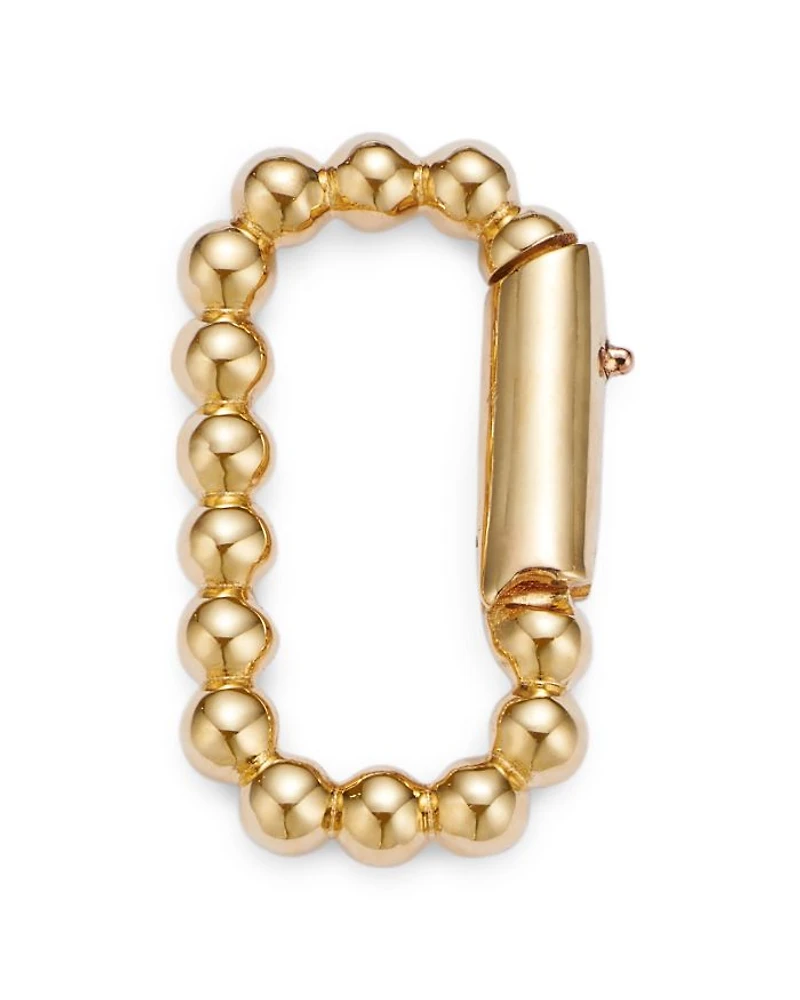 14K Yellow Gold Beaded Oval Charm Holder
