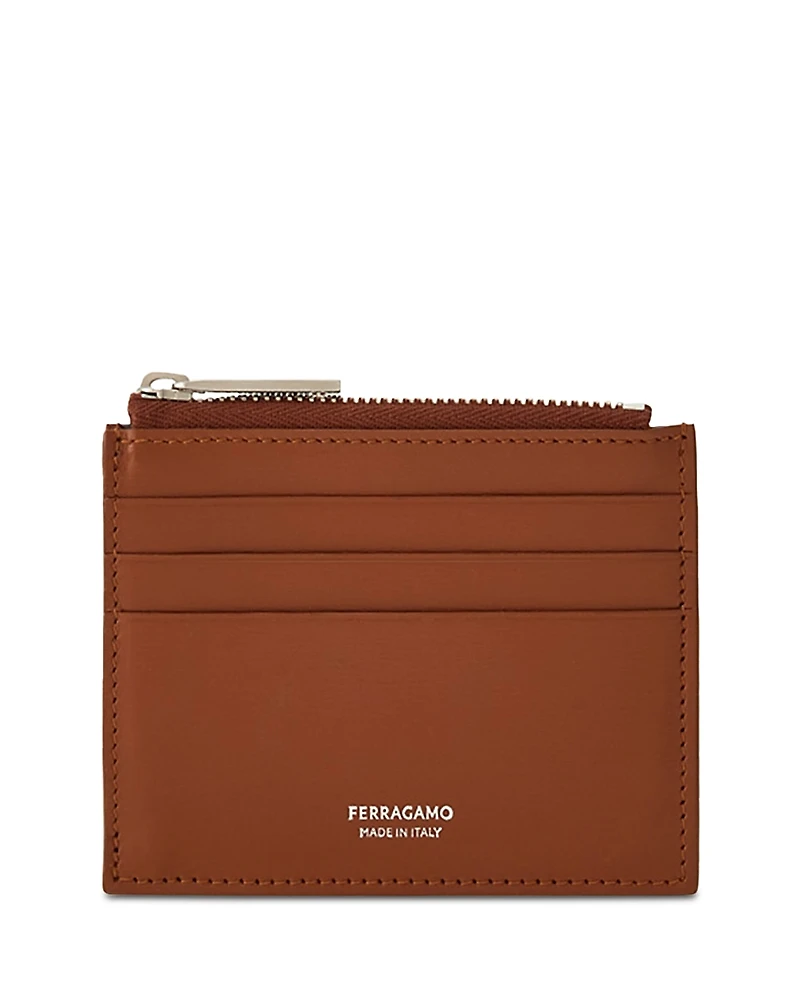 Ferragamo Florence Leather Zipper Card Holder