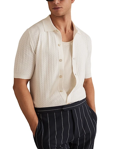 Reiss Thames Slim Fit Textured Short Sleeve Shirt