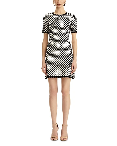 Oscar de la Renta Honey Comb Sequined Knit Dress