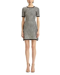 Oscar de la Renta Honey Comb Sequined Knit Dress