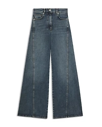 Petite Fern Twist Seam High Rise Wide Leg Jeans Mid Blue