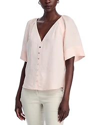 T Tahari V Neck Elbow Sleeve Top