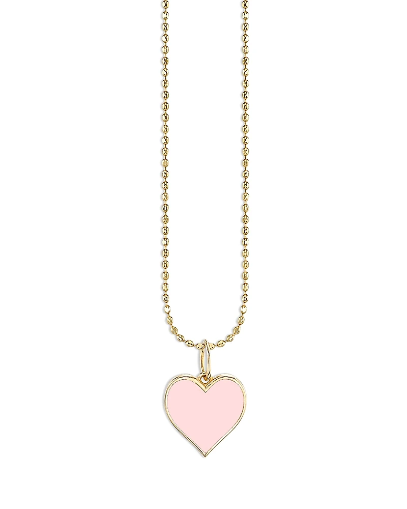 Sydney Evan 14K Yellow Gold Pink Heart Pendant Necklace, 14-16