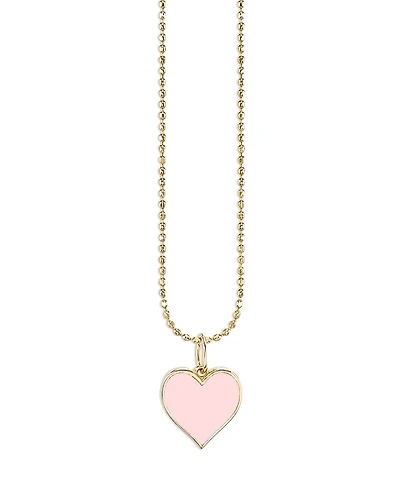 Sydney Evan 14K Yellow Gold Pink Heart Pendant Necklace, 14-16