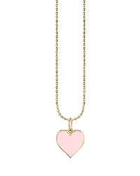 Sydney Evan 14K Yellow Gold Pink Heart Pendant Necklace, 14-16