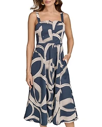 Abstract Print Midi Dress
