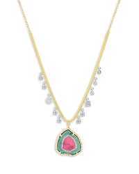 Meira T 14K White & Yellow Gold Watermelon Tourmaline & Diamond Dangle Pendant Necklace, 16-18