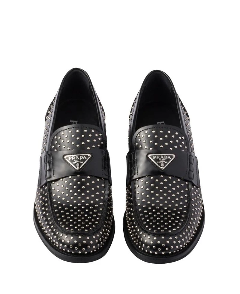 Women's Studded Brushed Leather Loafers