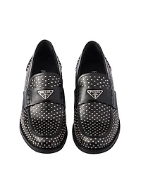 Women's Studded Brushed Leather Loafers