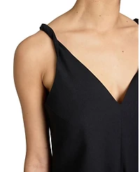 Kourt Asymmetric Sleeveless Linen Blend Midi Billow Dress