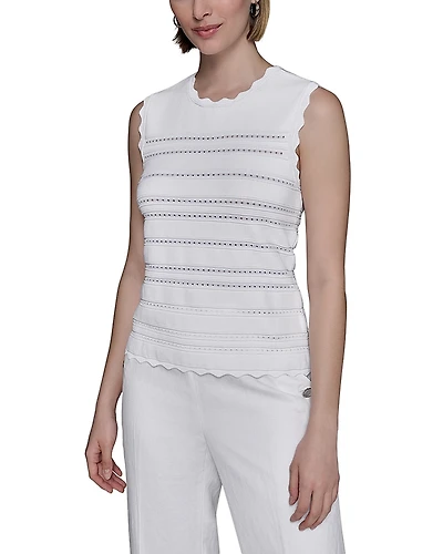 Karl Lagerfeld Paris Scallop Edge Tank Top