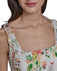 Scenic Print Midi Dress
