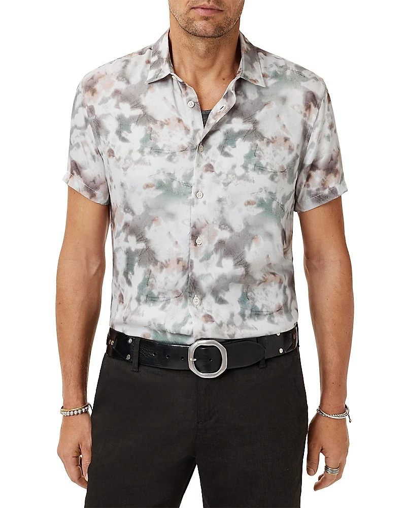 John Varvatos Sean Regular Fit Twine Print Short Sleeve Shirt