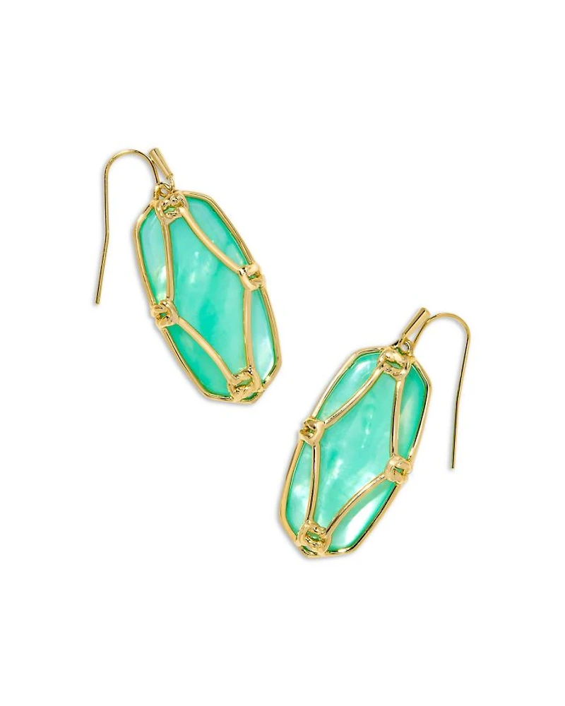 Elle Lattice Framed Mother Of Pearl Drop Earrings