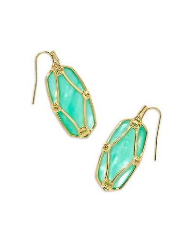 Elle Lattice Framed Mother Of Pearl Drop Earrings