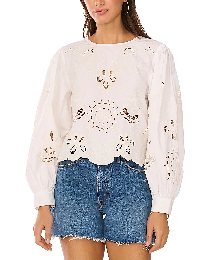Vince Camuto Embroidered Long Sleeve Blouse
