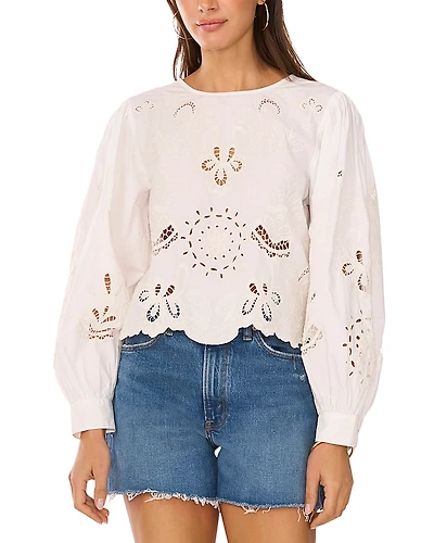 Vince Camuto Embroidered Long Sleeve Blouse