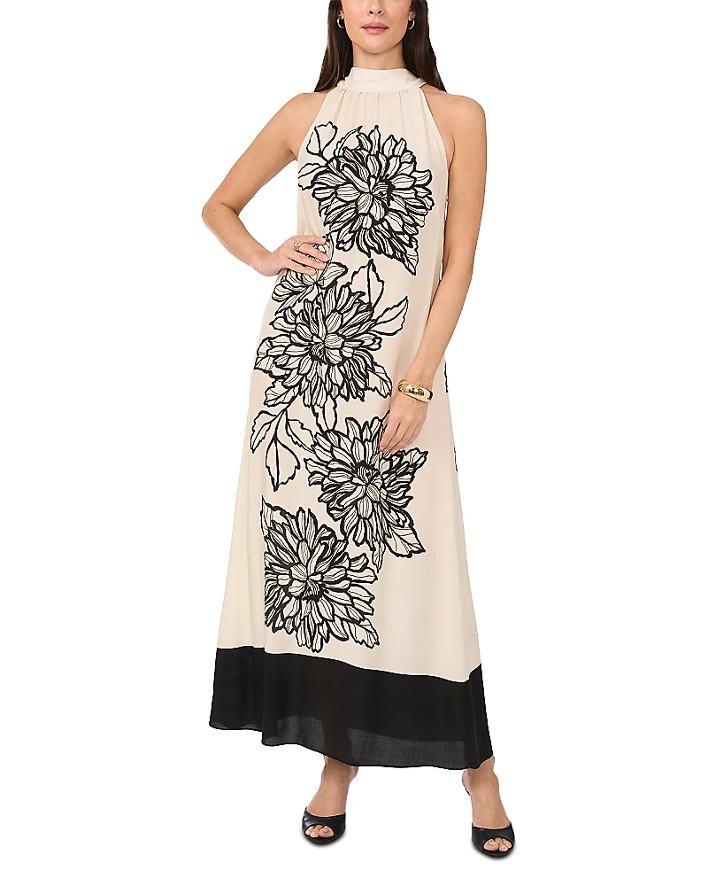 Vince Camuto High Neck Floral Print Dress